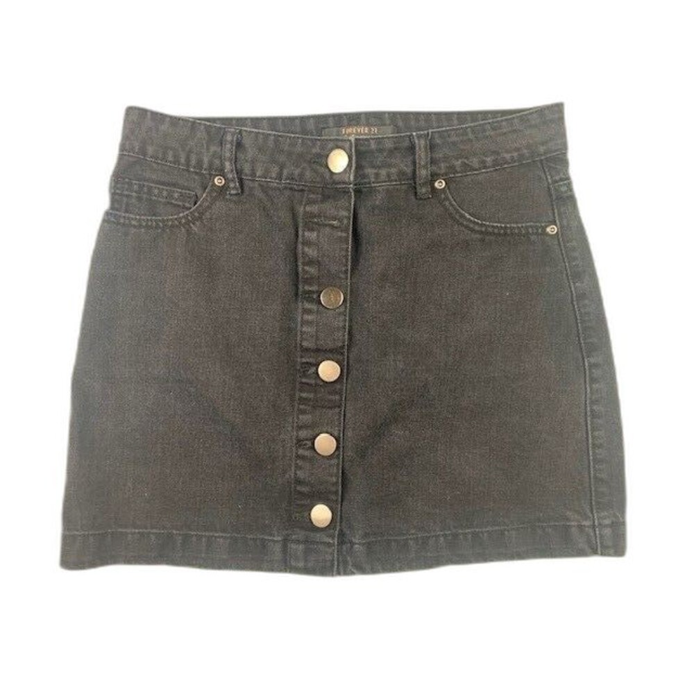 Forever 21 Size M Womens Skirt Black Button Front Mini